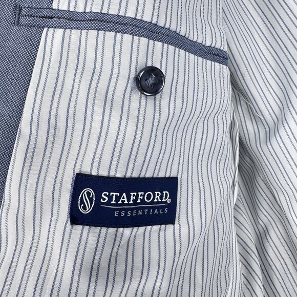 Stafford Essentials Sport Coat Mens 42R Blue Classic Fit Two Button Blazer‎ - Picture 7 of 7